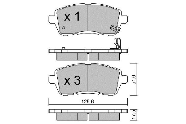 Jeu de 4 plaquettes de frein AISIN ref. BPFO-1002
